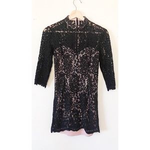 Forever 21 Black Bodycon Lace Mock Neck Dress